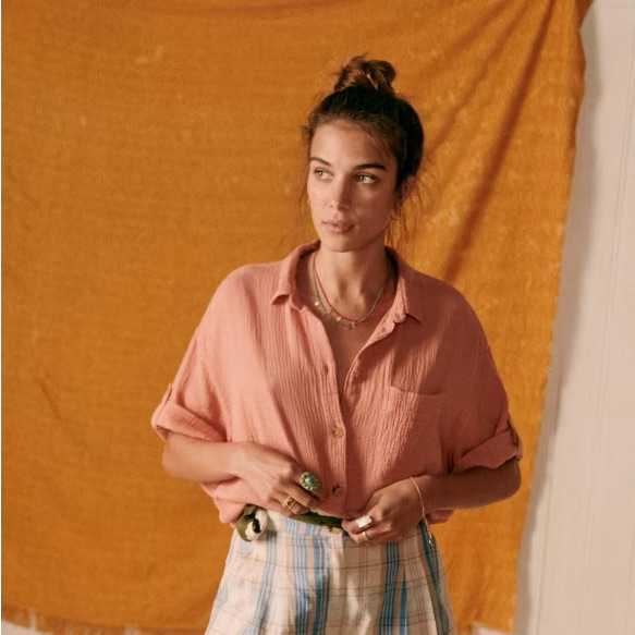 Sezane Laurine Shirt In Rosewood (Fr 34)